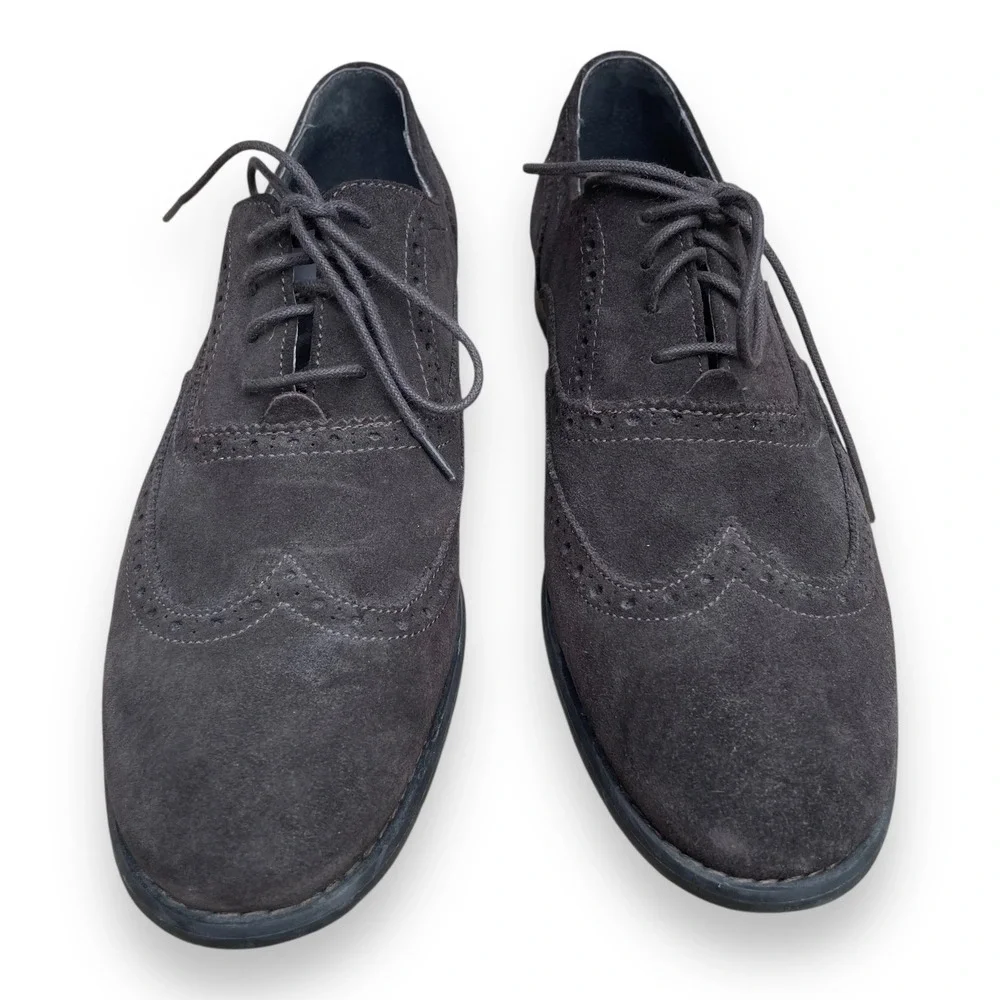 John Varvatos Star USA Mens Wingtip Oxford Suede Dress Shoes Dark Brown Size 10M
